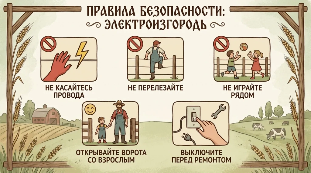 Правила безопасности рядом с электропастухом для детей и взрослых